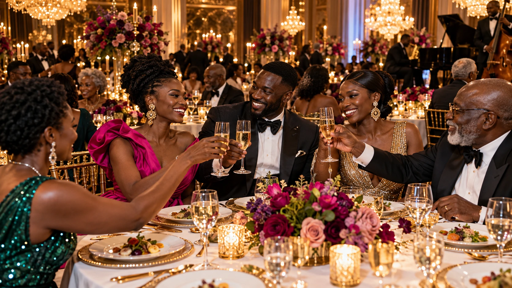 Guests gathered for a glamorous gala dinner