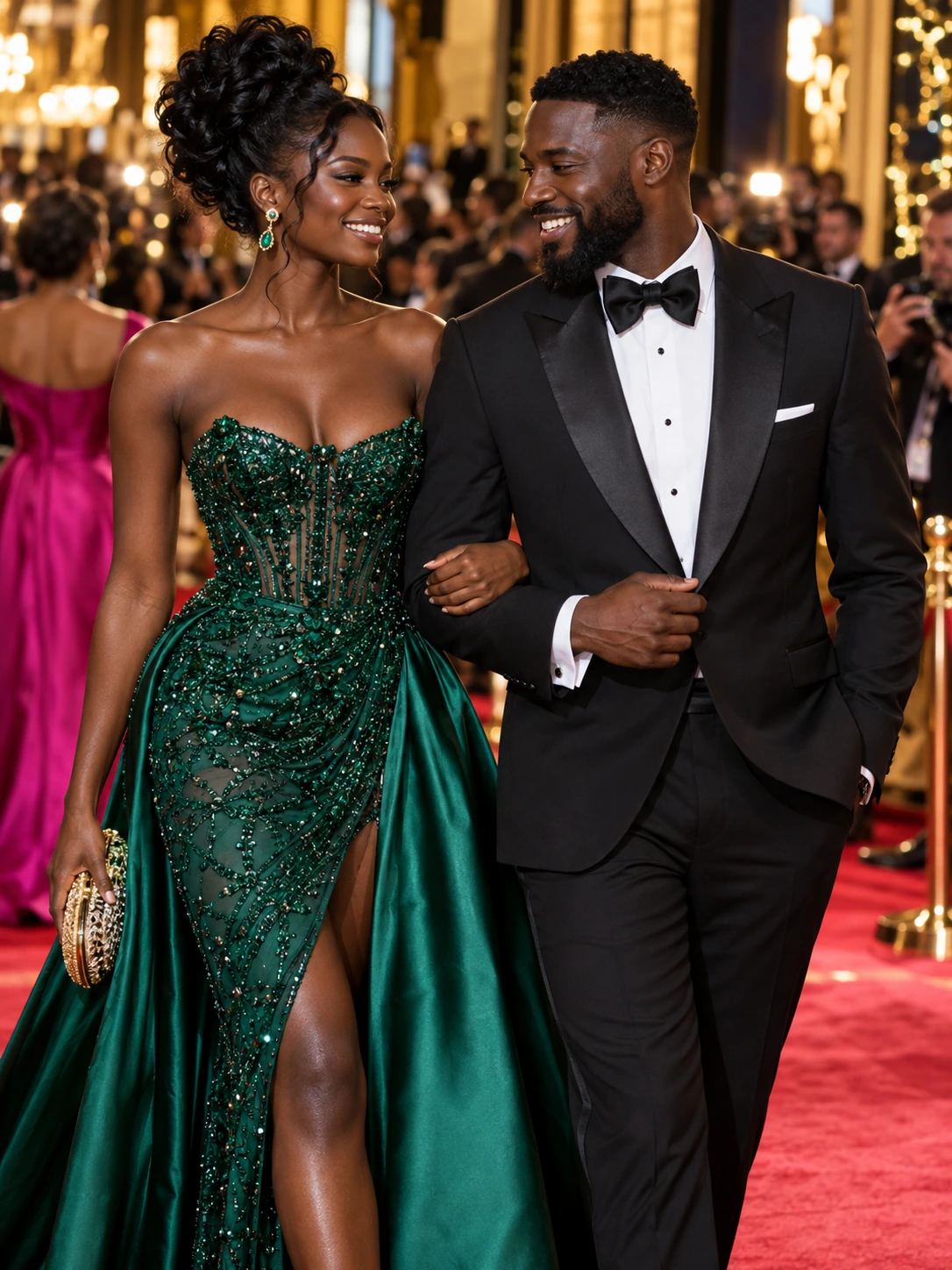 A couple dressed for an elegant awards evening